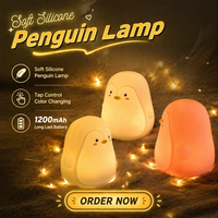 Veilleuse LED en silicone en forme de pingouin pour enfants, lampe de chevet USB mignonne pour chambre d'enfant, jouet lumineux pour bébé