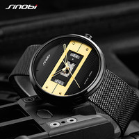 Montre de luxe pour homme SINOBI, boîtier en alliage, bracelet en maille, mouvement à quartz haute précision, étanche, logo personnalisé, montre-bracelet OEM ODM
