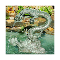 Statues de dragon en métal d'extérieur en gros, grandes statues de dragon en bronze antique, fontaine d'eau en bronze, sculpture