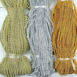 DIY Costura Ouro Prata Thread Lace Aparar 5mm 125m Poliéster U-forma Edged <span class=keywords><strong>Ribbon</strong></span> S-Shape Tatting Braid Guarnição do laço para o traje - Product Image 5
