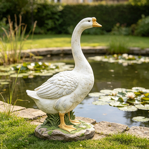 Estatua <span class=keywords><strong>de</strong></span> Ganso Blanco Pintada a Mano en Resina, Escultura Resistente a la Intemperie, Adorno Realista para Jardín o Patio Trasero - Product Image 4