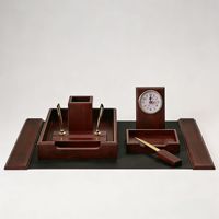 Ensemble de bureau de direction en bois de luxe avec horloge et porte-stylo, décoration de bureau en acajou pour cadeau d'entreprise
