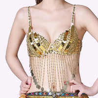 Nouveau haut de soutien-gorge de danse du ventre à sequins et franges, costume sexy pour femme, haut de soutien-gorge de danse du ventre, vêtements de danse