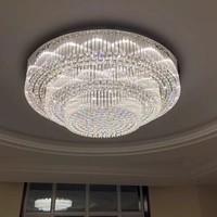 Lustre en cristal K9 rond à 3 étages, éclairage de plafond personnalisé de luxe pour salle de banquet, restaurant, hôtel
