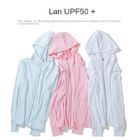 Veste de protection solaire légère et respirante pour l'été, UPF50, avec capuche intégrale, couleur unie, infroissable, coupe ample, fermeture éclair
