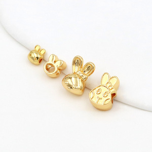 18K Gold Zodiac Rabbit with Large Hole Spacer Beads DIY <b>Braided</b> Bracelet and Necklace <b>Accessories</b> D139 - Product Image 3