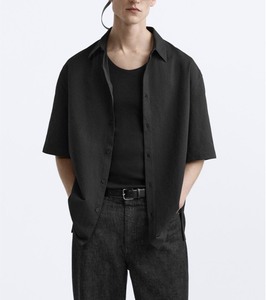 Camicie a maniche corte in tinta unita Casual estive estive da <span class=keywords><strong>uomo</strong></span> camicie a maniche corte versatili a pieghe Vintage con bottoni e maniche corte - Product Image 1