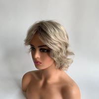 Perruques Lace Front en Soie Sans Colle Cheveux Humains Vietnamiens Bouclés 6*6 7*7 8*8 Closure Blondes Courtes (Bob)