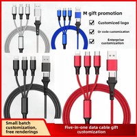 Kabel Data Ponsel Multi-Fungsi Lima-dalam-Satu dengan Konektor USB-A USB-C untuk Ponsel, Kompatibel untuk Android