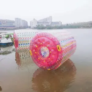 Прозрачный Красочный Прочный надувной водяной ролик из ПВХ, шарики для катания воды, прозрачные герметичные Цилиндрические ролики из ТПУ