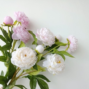 Pivoines artificielles en soie de haute qualité, vente chaude, 3 têtes, pour mariage, fête, décoration florale à la maison - Product Image 3