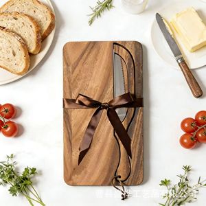 Wooden <b>Bread</b> <b>Knife</b> And Cutting Board Set Rectangle Solid Wood With <b>Knife</b> Slot For <b>Bread</b> Slicing - Product Image 1