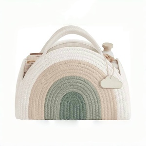 Cesta <span class=keywords><strong>de</strong></span> <span class=keywords><strong>regalo</strong></span> especial colorida personalizada <span class=keywords><strong>para</strong></span> pañales <span class=keywords><strong>de</strong></span> bebé recién <span class=keywords><strong>nacido</strong></span> Caddy organizador <span class=keywords><strong>de</strong></span> cuerda <span class=keywords><strong>de</strong></span> algodón tejido pañal ducha juguetes cesta <span class=keywords><strong>de</strong></span> almacenamiento - Product Image 2