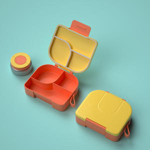 Fiambrera portátil de acero inoxidable y plástico de grado alimenticio para estudiantes, diseño de cuenco cuadrado transfronterizo embalado en cartón - Product Image 3