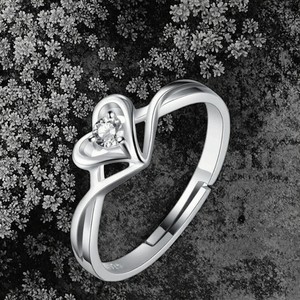 Bague Cœurs Romantiques en Argent Sterling 925 Rhodié, Moissanite Goutte d'Eau Tendance, Design Simple et Chic, Bijoux Fins pour Femme - Product Image 3