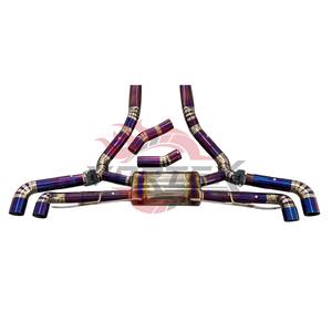 Sistema de Escape Catback Vortex Purple Titanium para BMW X5M F95 X6M F96 S63 4.4T V8 con Sistema Valvetronic y Puntas Cuádruples en Color Morado Quemado - Product Image 4