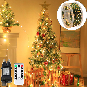 Guirlandes lumineuses LED pour arbre de Noël à télécommande, 100 m, fil vert, fil de cuivre, lumières féériques en forme d'étoile pour la décoration de Noël - Product Image 1