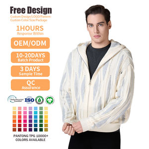 Fabricante de prendas de punto, chaquetas con capucha y cremallera personalizadas para otoño e invierno, tops casuales para exteriores, cárdigan de punto para hombre - Product Image 2