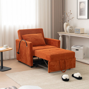 Sofá <span class=keywords><strong>Cama</strong></span> Individual con Respaldo Ajustable, Diseño Moderno y Relleno de Esponja Cómodo para Sala de Estar - Product Image 3