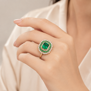 Anello verde in stile retrò, anello dal design classico da donna - Product Image 3