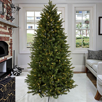 Sapin de Noël artificiel pré-éclairé de haute qualité avec lumières LED, design personnalisé, branches en PE et PVC mélangées pour les fêtes