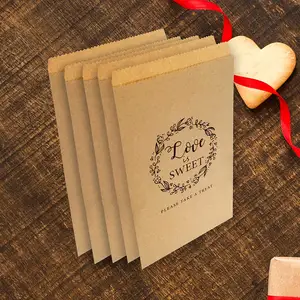 Großhandel druckbare Logo Umschlag Geschenkt üte Kraft papier Süßigkeiten Hochzeit kleine Verpackung Kraft papiertüten mit Ihrem eigenen Logo