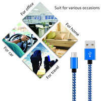 Kabel Data Transfer Pengisian Daya Micro USB 2.0 3A Murah 1m Konduktor Tembaga Murni Berlapis Nilon