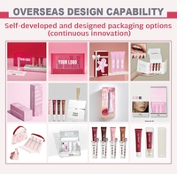 Baume à lèvres teinté hydratant 2 en 1 et teinture à lèvres peel-off, tubes souples à étiquette privée, rose, gloss à lèvres non collant, kit de soin des lèvres