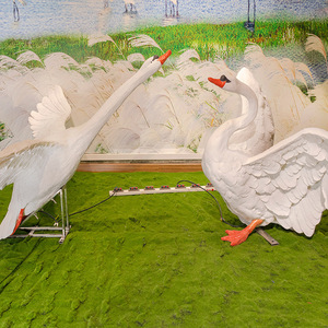 Ensemble de statues de cygnes blancs pour jardin, éclairage paysager décoratif extérieur pour parc, villa, pelouse - Product Image 2