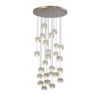 Lustre suspendu rond de grande taille en verre transparent, design moderne, pour villa, salon, restaurant, bronze