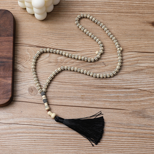 Collier Tasbih en acrylique en forme de citrouille avec 99 perles, chapelet musulman islamique, bracelet de prière du Moyen-Orient avec pompon décoratif - Product Image 3