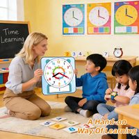 Reloj Magnético de Pizarra Magnética para Enseñar Matemáticas a Niños, Estilo Adorable, 12x11 Pulgadas, Modelo 0056