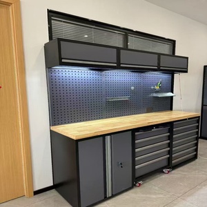 OEM Customized Heavy-Duty Iron <b>Workbench</b> and Workshop Cabinet Combination <b>Garage</b> Workstation Storage Tool Cabinet - Product Image 3