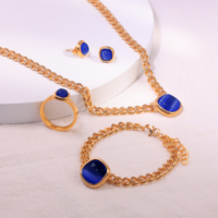 Ensemble collier et boucles d'oreilles en acier inoxydable de haute qualité plaqué or 18 carats, pendentif cœur, papillon, trèfle, bijoux de luxe pour mariage, mode