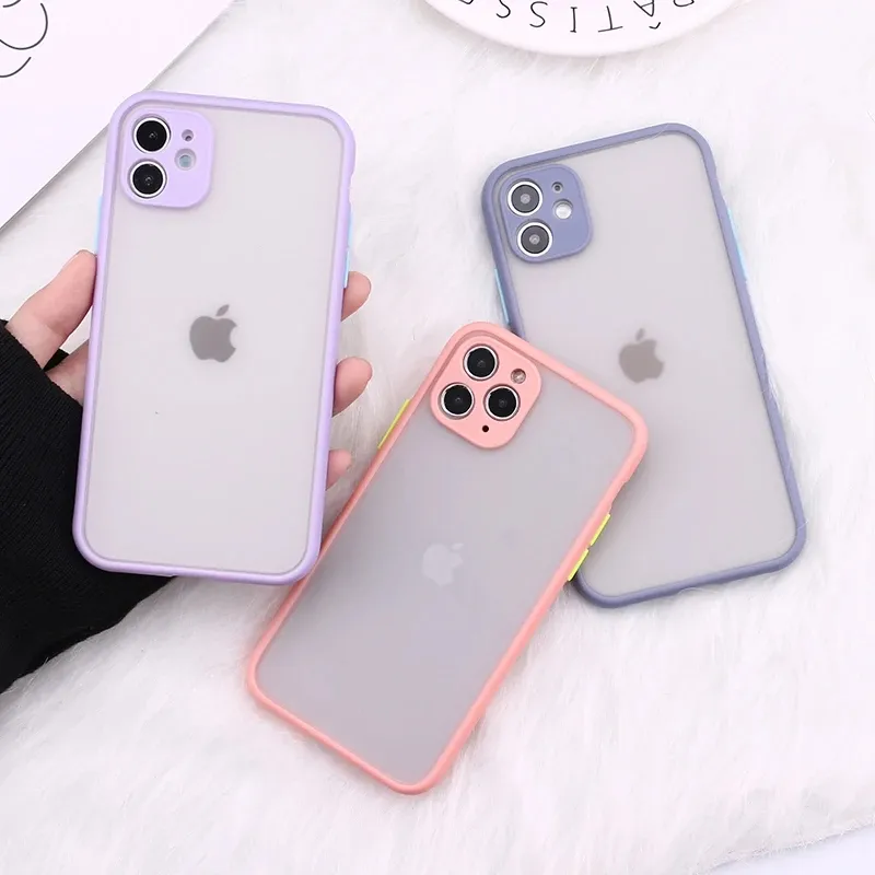 Camera Protection Bumper Phone Cases For iPhone 14 13 12 mini 11 Pro Max XR XS Max X 8 Matte Shockproof Back Cover