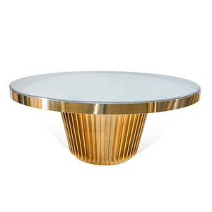 Mesa de Comedor para Hotel o Bodas con Estructura de Acero Inoxidable de Alta Calidad, Cubierta de Vidrio, Patas Ajustables y Fijación con Ventosas - Product Image 1