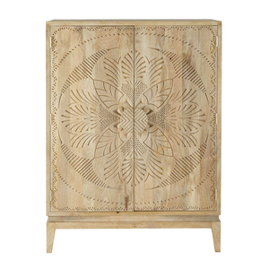 Aparador de madera maciza tallado a mano, mueble de almacenamiento para comedor, mueble buffet de madera tradicional para comedor y sala de estar - Product Image 3