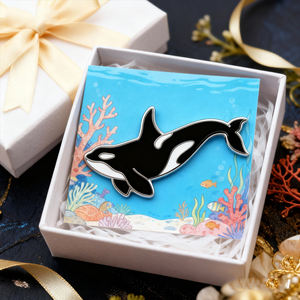 <span class=keywords><strong>1</strong></span>.5 inç Orca katil balina metal pimler rozeti özel aksesuarlar moda bez dekorasyon sert yumuşak mineli yaka rozeti hediye için - Product Image 2