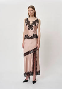 Ladies' Sweet Breathable Australian Niche French-Style Versatile V-Neck Coffee-Colored Lace Patchwork Camisole <b>Skirt</b> Set - Product Image 4