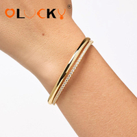 LUCKYJIU Fabricants de bijoux personnalisés, bracelet minimaliste classique plaqué or 18 carats pour femmes, résistant à l'eau et sans ternissement, vente en gros