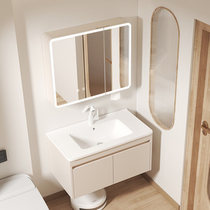 Modern simple ceramic integrated basin wash basin cabinet wash basin wash <b>table</b> <b>mirror</b> cabinet - Product Image 1