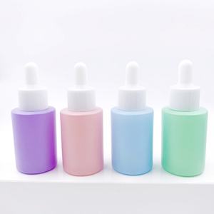 Customized 20ml 30ml 50ml Flat Shoulder Frosting Colorful Glass Dropper Bottles Essential Oil <b>Macaron</b> Dropper Bottle - Product Image 2
