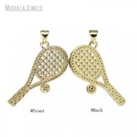 PM51922 Sports Raquette De Tennis Pendentif Charme Plaqué Or Cubique Zircone Balle De Tennis À La Mode Bijoux Accessoire pour Enfants