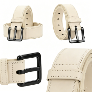 <span class=keywords><strong>Cintura</strong></span> in Pelle <span class=keywords><strong>Beige</strong></span> di Alta Qualità con Fibbia a Perno, <span class=keywords><strong>Cintura</strong></span> Casual Monocolore per Uomo e <span class=keywords><strong>Donna</strong></span> - Product Image 5
