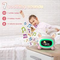 Lámpara LED Pequeña Moderna SPOTFISH SG5, Reloj Despertador Digital para Niños, Lámpara de Noche Multifuncional Decorativa con Forma de Conejo y Luna
