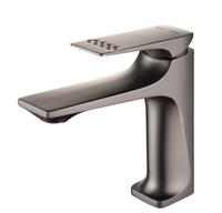 Robinet de salle de bain moderne en alliage de zinc nickel brossé, monotrou, à poser sur le plan, pour hôtel, eau chaude/froide, avec cartouche céramique et design cascade