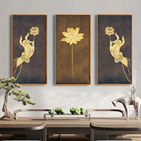 Art décoratif en feuilles de bananier de style thaïlandais d'Asie du Sud-Est : Art mural pour studios de yoga et salons de beauté ; Peintures murales de plantes tropicales