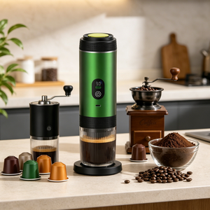เครื่องชงกาแฟพกพา สแตนเลสสตีล แรงดัน 15-20 บาร์ ถังน้ำ 0.8 ลิตร ชาร์จไฟได้ อัตโนมัติเต็มรูปแบบ เครื่องทำเอสเพรสโซสำหรับเดินทาง - Product Image 6