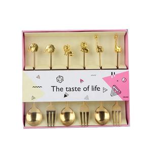 Ensemble de couverts en acier inoxydable 304, fourchette, cuillère, fourchette à fruits, cuillère à café, fourchette créative en forme de lune, boîte cadeau - Product Image 6