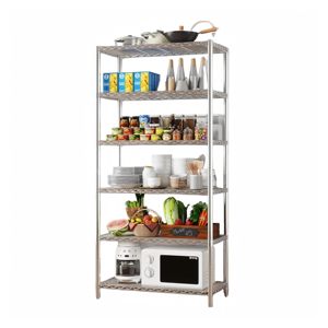 Scaffale Organizzatore da Cucina a 5 Ripiani Regolabili <span class=keywords><strong>in</strong></span> <span class=keywords><strong>Acciaio</strong></span> Inox <span class=keywords><strong>Cromato</strong></span>, Leggero e di Media Resistenza - Product Image 2